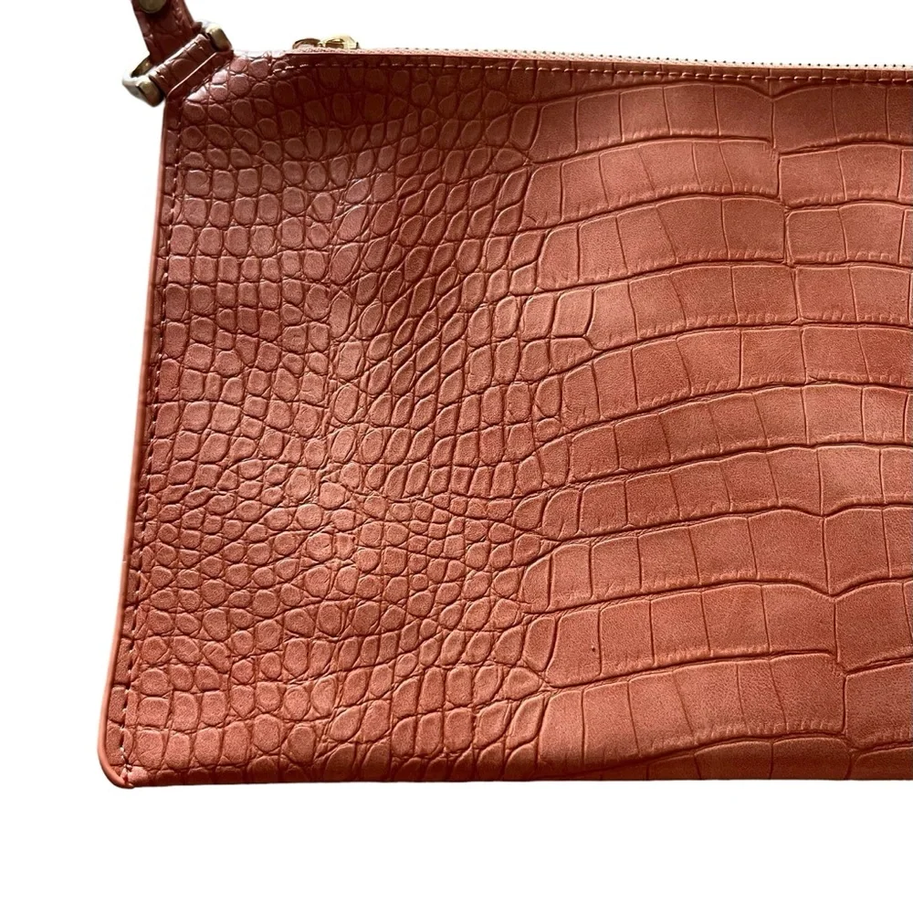 A New Day Women's Coral Pink Alligator Printed Large Wristlet Zip‎ Pouch